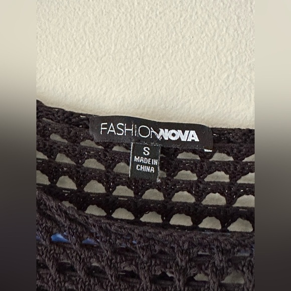 Fashion Nova Here To Stay Crochet Sweater Color Black - Picture 5 of 11